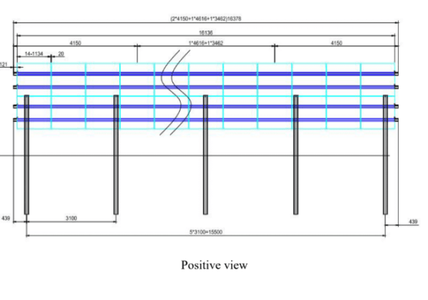 1 Pole 2 Portrait Steel Mounting Structure for Panels 2.28x1.13m (Complete System) - Image 2