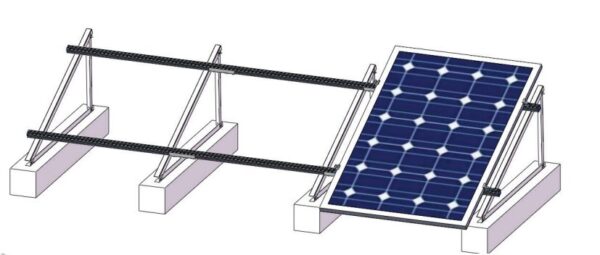 Galvanised PV Mounting Structure - 1P Flat Roof - Extension